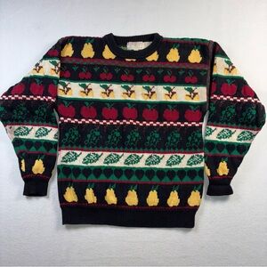 Vintage ‘89 Grandma Sweater Eagles Eye Medium Fruit Harvest Teacher Farm Whimsy